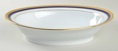 Symphonie Blue (Gold and Blue) 9" Oval Vegetable Bowl
