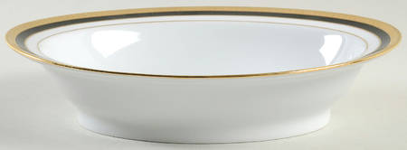 Symphonie Black (Gold and Black) 9" Oval Vegetable Bowl