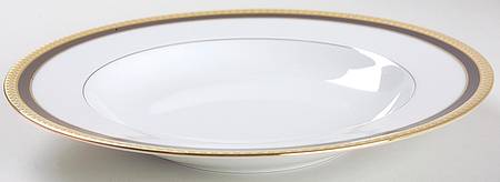 Symphonie Black (Gold and Black) Large Rim Soup Bowl