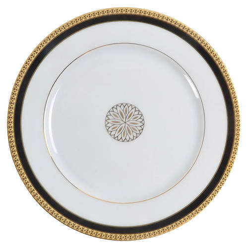 Symphonie Black (Gold and Black) Accent Dessert Luncheon Plate