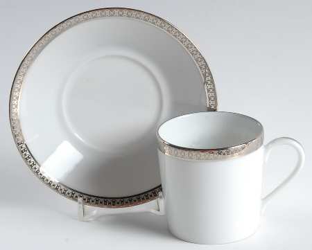 Symphonie Platine Flat Demitasse Cup & Saucer Set