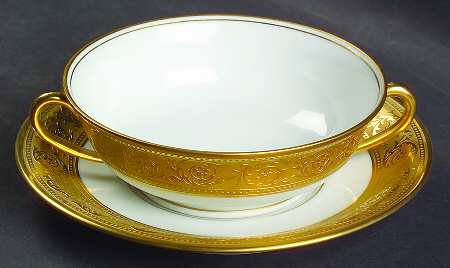 Thistle Gold Flat Cream Soup Bowl & Saucer Set