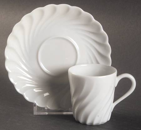Torse White (Newer, Post 1950) Flat Demitasse Cup & Saucer Set