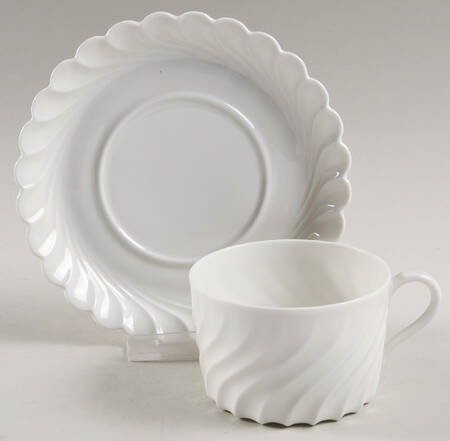 Torse White (Newer, Post 1950) Flat Cup & Saucer Set
