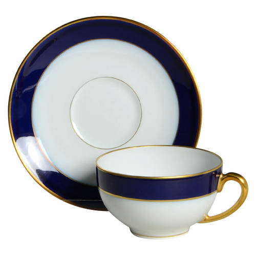 Turenne Cobalt Blue Flat Cup & Saucer Set