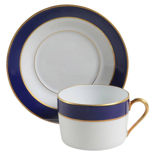 Turenne Cobalt Blue Flat Cup & Saucer Set