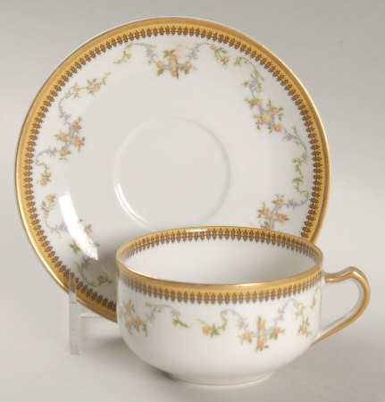 The Valmont (Old, Gold Trim) Flat Cup & Saucer Set