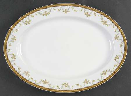 The Valmont (Old, Gold Trim) 14" Oval Serving Platter