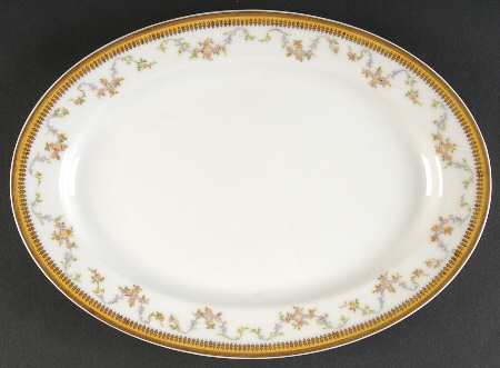 The Valmont (Old, Gold Trim) 11" Oval Serving Platter