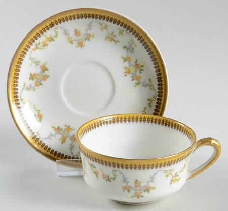 The Valmont (Old, Gold Trim) Flat Demitasse Cup & Saucer Set