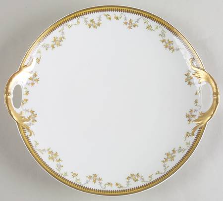The Valmont (Old, Gold Trim) Handled Cake Plate