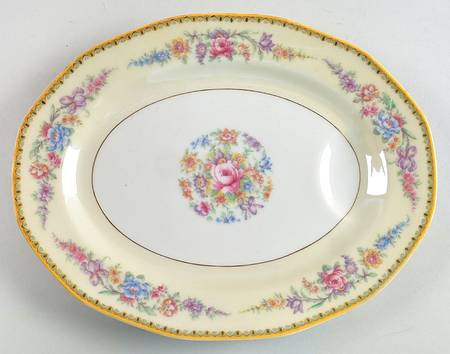 Vendome (Older, Yellow Trim) 11" Oval Serving Platter