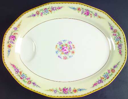 Vendome (Older, Yellow Trim) 15" Oval Serving Platter