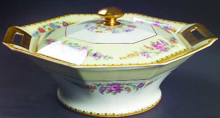 Vendome (Older, Yellow Trim) Round Covered Vegetable