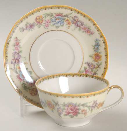 Vendome (Older, Yellow Trim) Flat Cup & Saucer Set