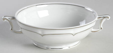 Versailles White (Platinum Trim) Footed Cream Soup Bowl