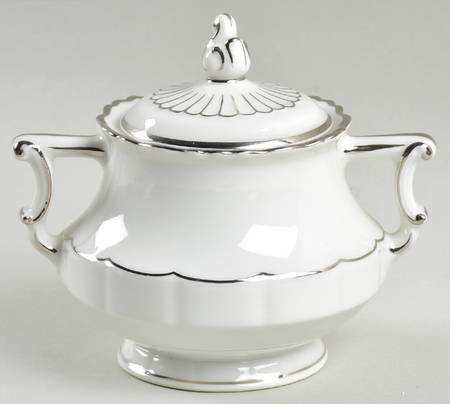 Versailles White (Platinum Trim) Sugar Bowl & Lid