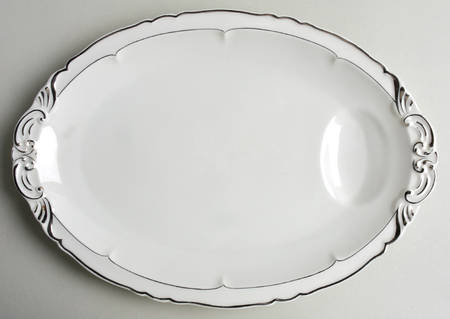 Versailles White (Platinum Trim) 13" Oval Serving Platter