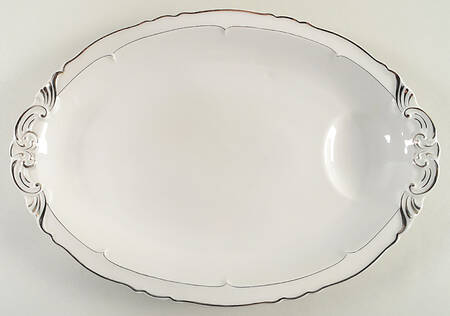 Versailles White (Platinum Trim) 15" Oval Serving Platter