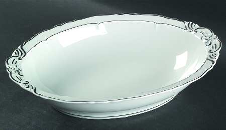 Versailles White (Platinum Trim) 10" Oval Vegetable Bowl
