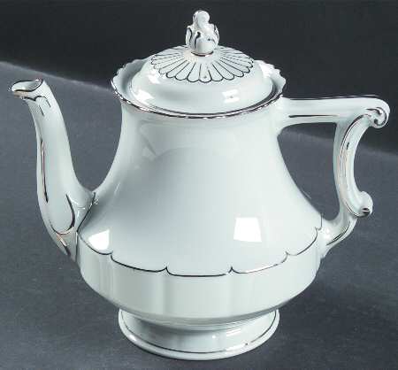 Versailles White (Platinum Trim) Teapot & Lid