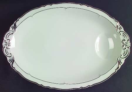 Versailles White (Platinum Trim) 16" Oval Serving Platter