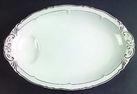 Versailles White (Platinum Trim) 14" Oval Serving Platter