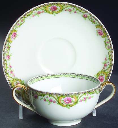 Verdun Flat Bouillon Cup & Saucer by Haviland