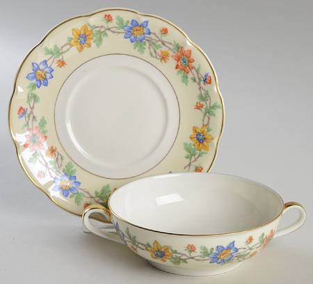 Verlaine Flat Cream Soup Bowl & Saucer Set