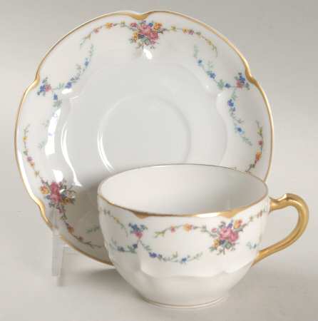 Victoria (Older, Scalloped) Flat Cup & Saucer Set