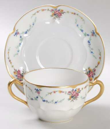 Victoria (Older, Scalloped) Flat Bouillon Cup & Saucer