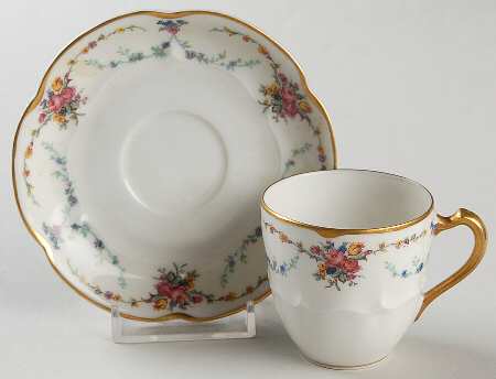 Victoria (Older, Scalloped) Flat Demitasse Cup & Saucer Set