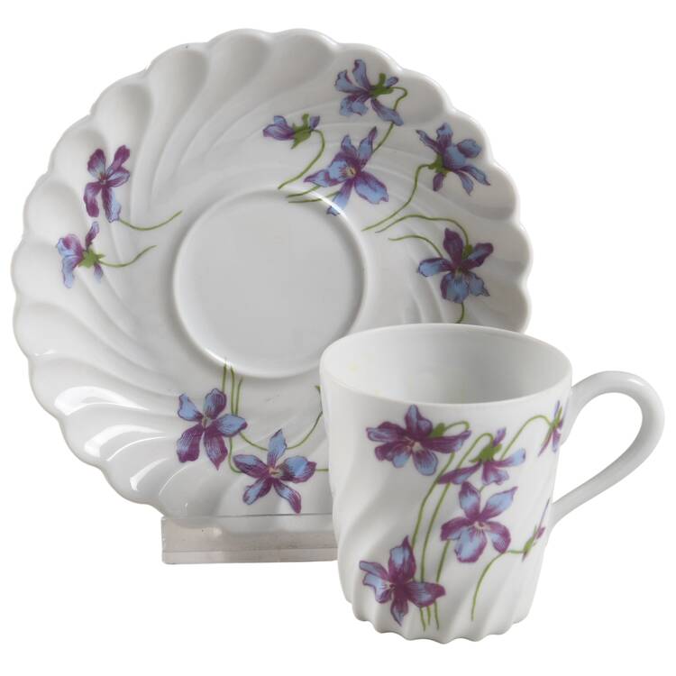 Violettes Flat Demitasse Cup & Saucer Set by Haviland