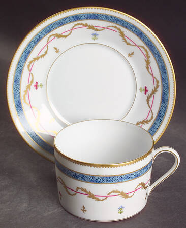 Vieux Paris Blue Flat Cup & Saucer Set