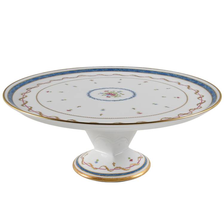 Vieux Paris Blue Footed Cake Plate