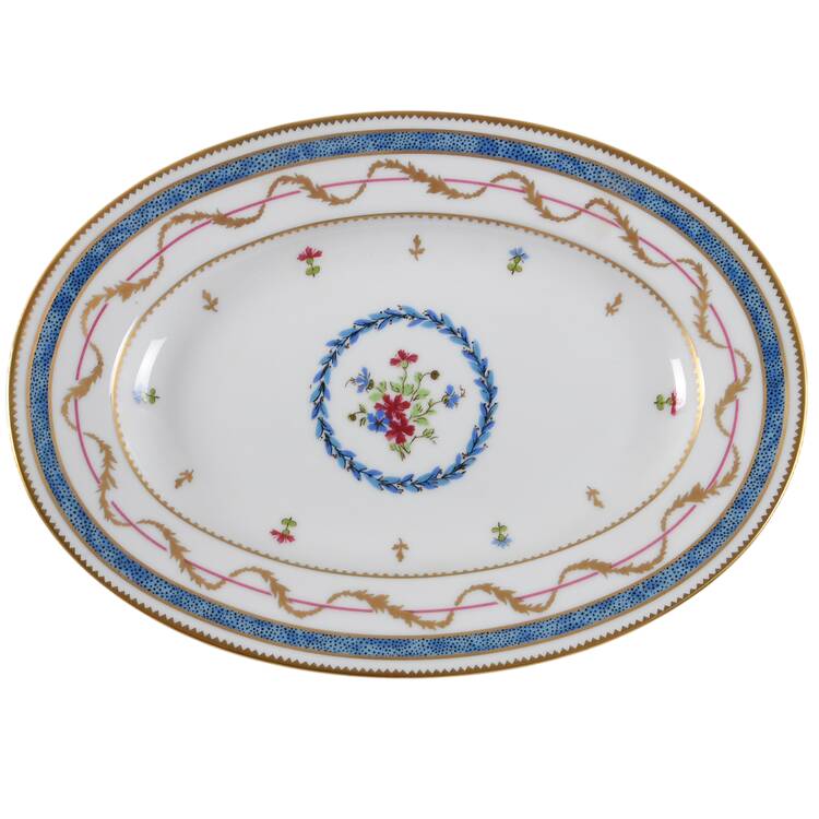 Vieux Paris Blue Pickle Dish