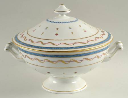 Vieux Paris Blue Round Covered Vegetable