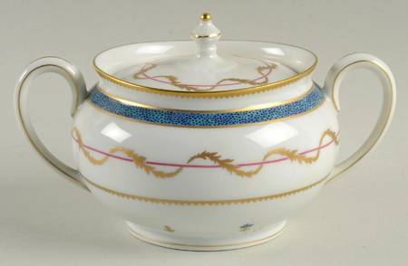 Vieux Paris Blue Sugar Bowl & Lid