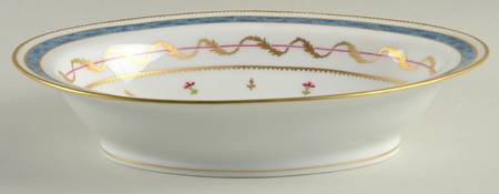 Vieux Paris Blue 9" Oval Vegetable Bowl