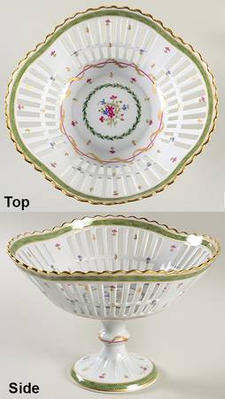 Vieux Paris Green (Vert) Large Fruit Bowl