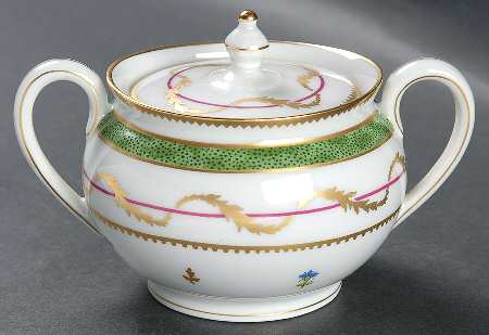 Vieux Paris Green (Vert) Mini Sugar Bowl & Lid