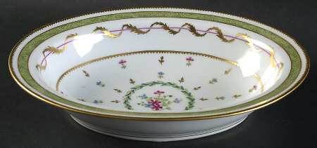 Vieux Paris Green (Vert) 9" Oval Vegetable Bowl