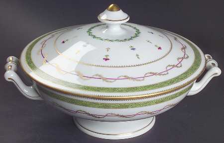 Vieux Paris Green (Vert) Round Covered Vegetable
