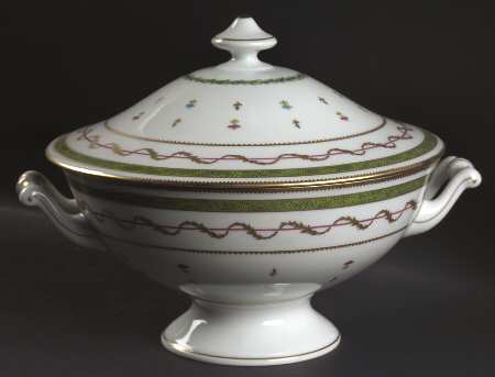 Vieux Paris Green (Vert) Large Round Covered Vegetable