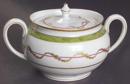 Vieux Paris Green (Vert) Sugar Bowl & Lid