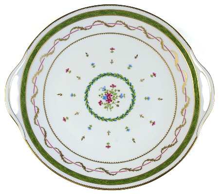 Vieux Paris Green (Vert) Handled Cake Plate