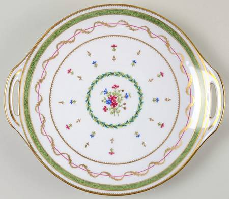 Vieux Paris Green (Vert) Handled Cake Plate