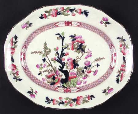 Indian Tree (Scalloped, Gold) 11" Oval Serving Platter