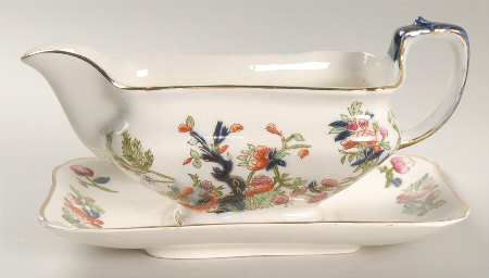 Indian Tree (Scalloped, Gold) Gravy Boat & Underplate