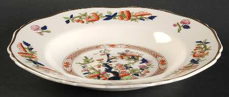 Indian Tree (Scalloped, Gold) Rim Soup Bowl